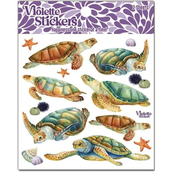 3 for $15 - NEW Sea Turtles Stickers - 2‎ Sticker Sheets for Stationary - Picture 2 of 2